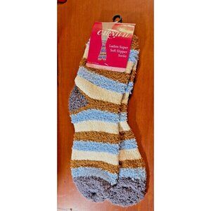 Womens Carnival Super Soft Slipper Socks 1 Sz 1 Pr Stripe Design Cozy Multicolor